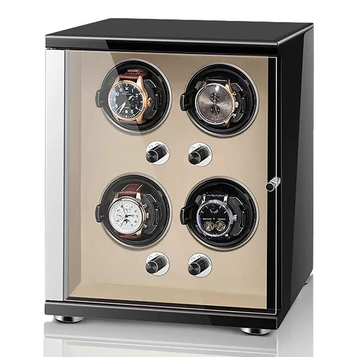 EHVYBDX Automatic Watch Winder Box for 1 2 4 6 Watches Flexible Pillow Wood Shell Piano Display Box with Quiet Motor Watch Storage Case