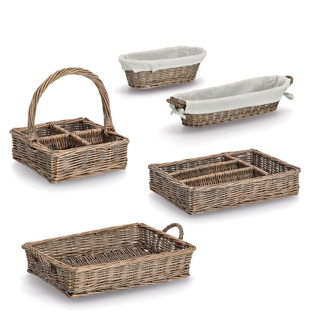 Zeller 14175 Panier à baguettes avec sac en osier et toile