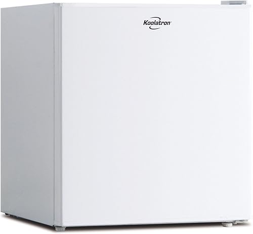 Koolatron Refrigerador compacto de 1.7 pies cúbicos con congelador, blanco, mini refrigerador de compresor, puerta reversible, parte trasera plana,