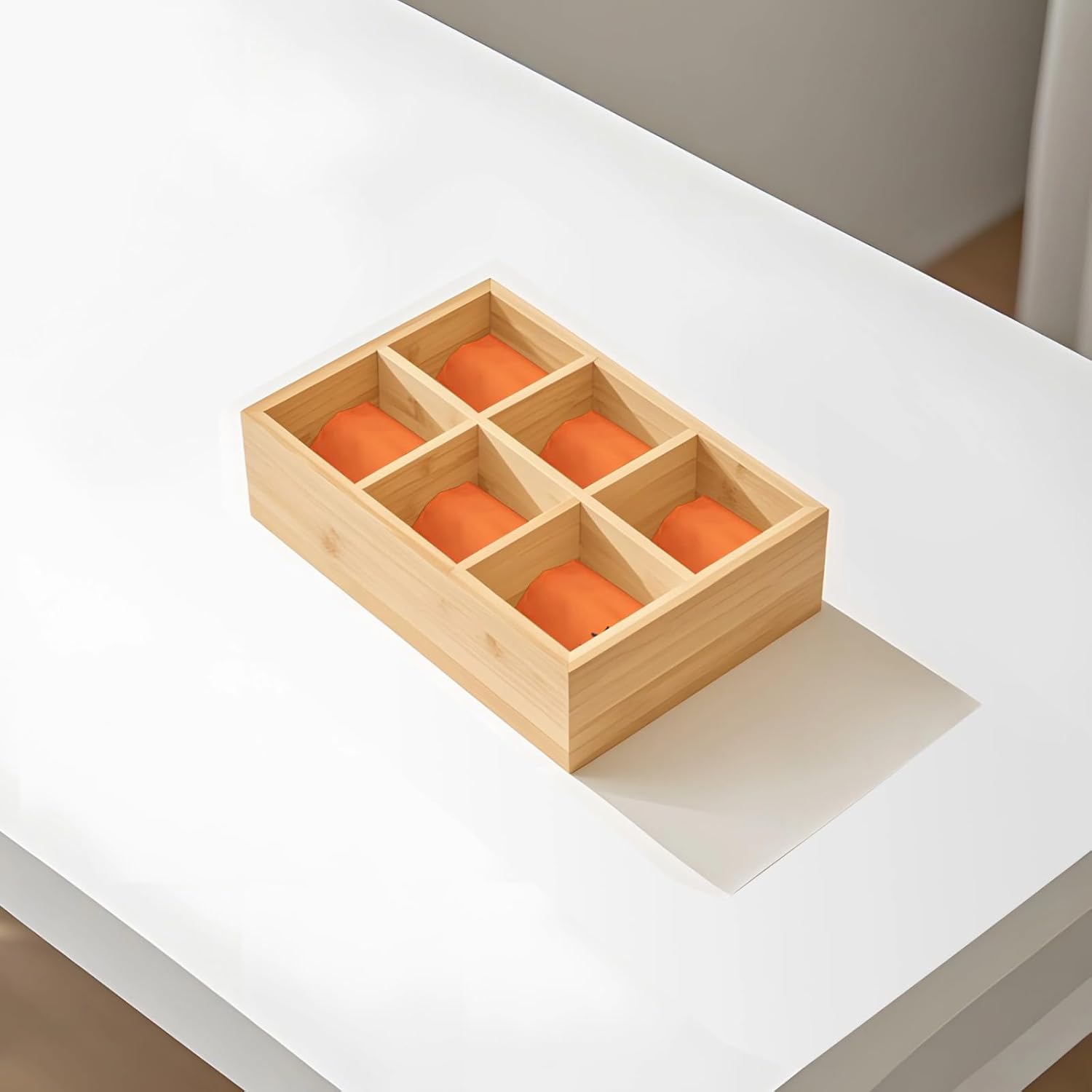 Hot Tea Bag Holder Boxes, 2 Pcs Wooden Tea Bag Organizers, 6 Compartment Storage, Tea Bags, Sugar Packets, Coffee Pods, Office & Kitchen Organization, 9.4 X 6.5 X 2.5