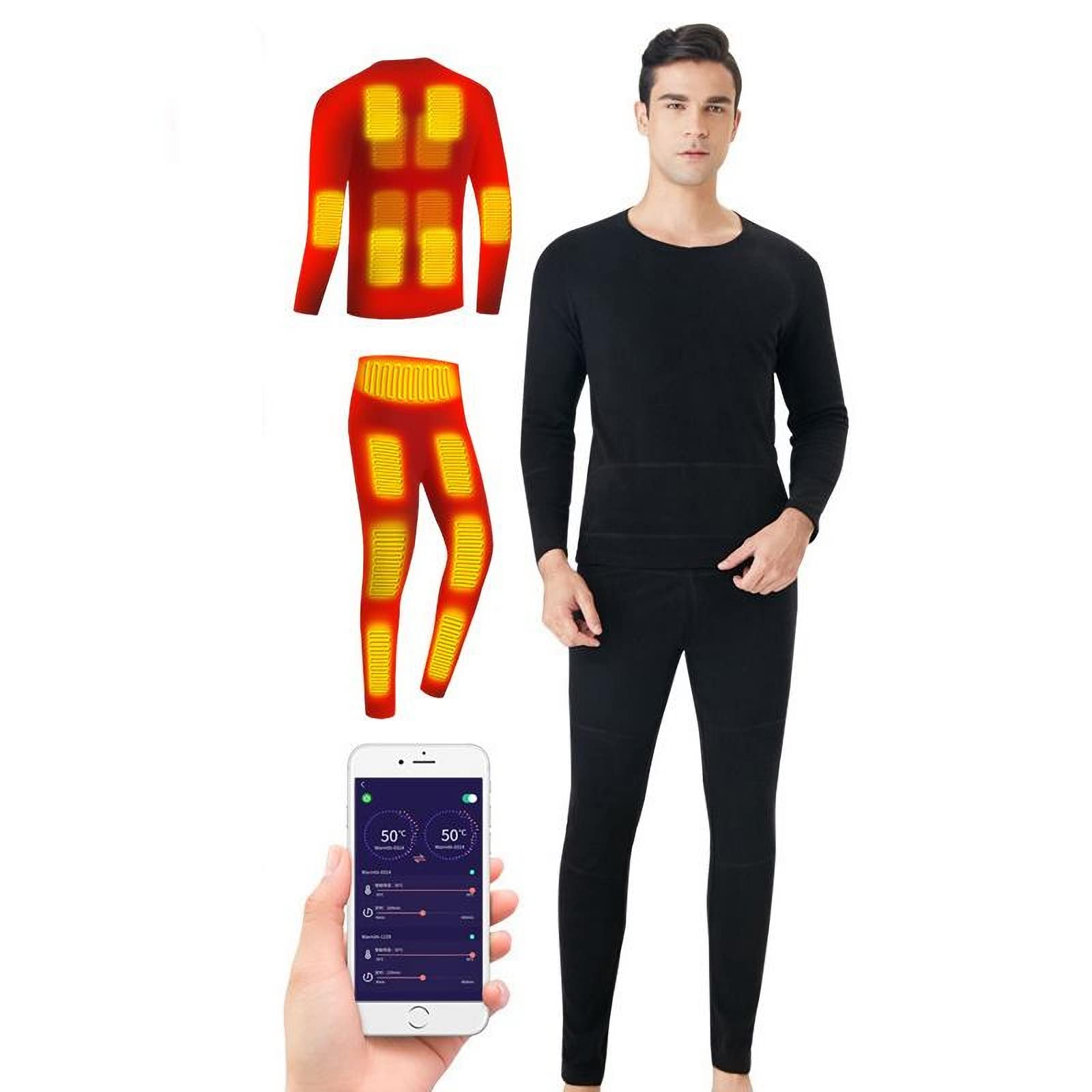 scosao Sous-vêtements chauffants électriques USB - Pour homme et femme - Respirant - Couche de base en polaire - Pantalon chauffant avec lavable et réglage de la température de l'application.