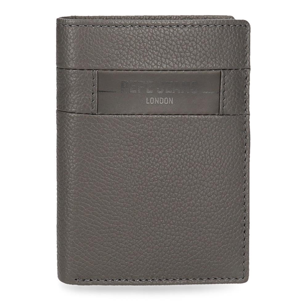 Pepe Jeans Checkbox Vertical Wallet with Purse Grey 8.5 x 11.5 x 1 cm Leather, Grey, One Size, Vertical Wallet with Coin Purse