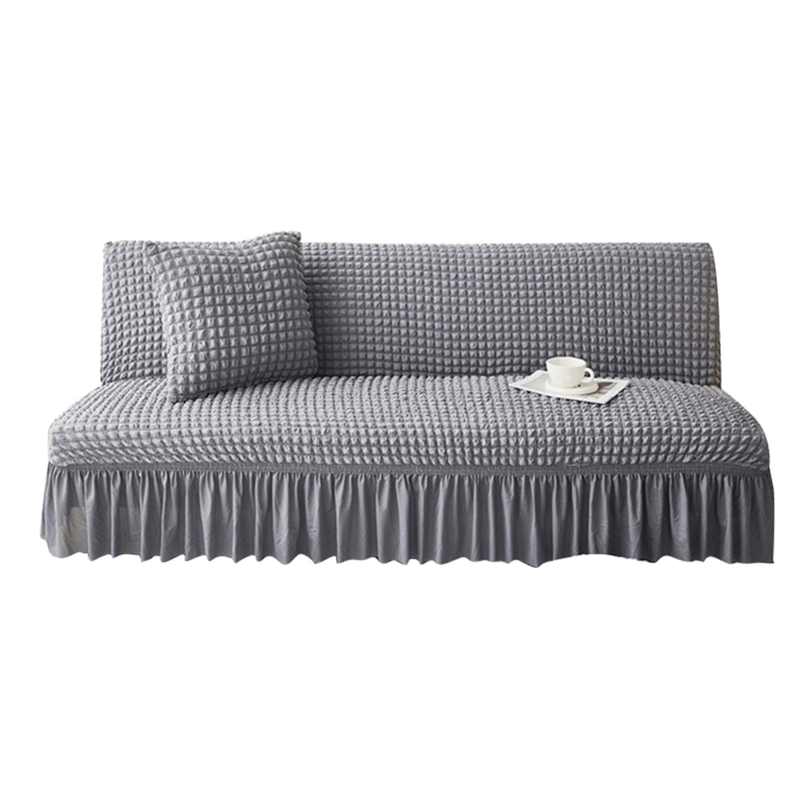 Funda universal para sofá Sper de 3 plazas, protector de sofá elástico y plegable con faldón, ajuste elástico para sala de estar y decoración del hogar, diseño sin brazos