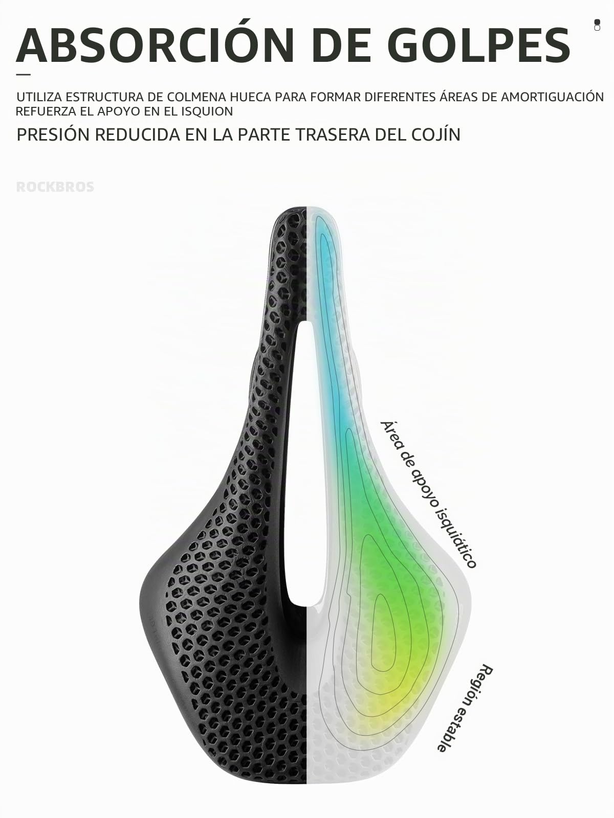 ROCKBROS Sillín de Bicicleta Impreso en 3D Cómodo Sillín Bicicleta Cómodo Asienro Ergonómico para MTB Bicicletas de Carretera
