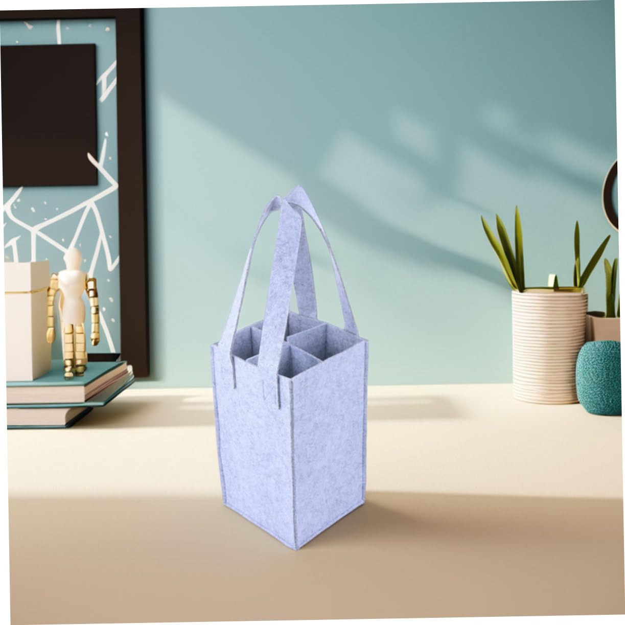Luxshiny Bolsa para Botellas de Vino de Fieltro, 4 Piezas, Asa