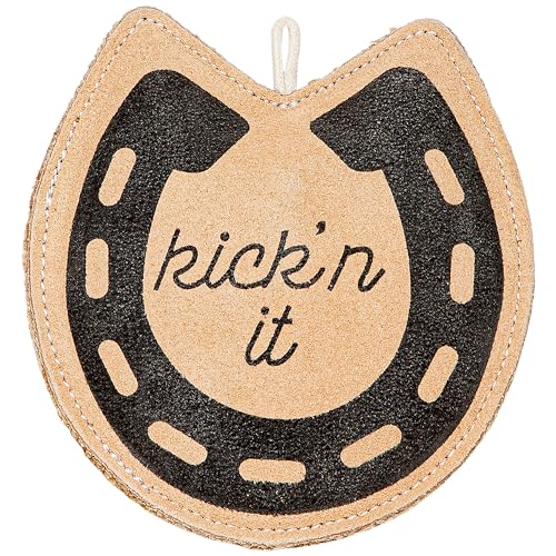 Image of Dog Toys Leather Horse Shoe Shape Perfect for Pets-Dog & Cats (Pack of 1, Tan)