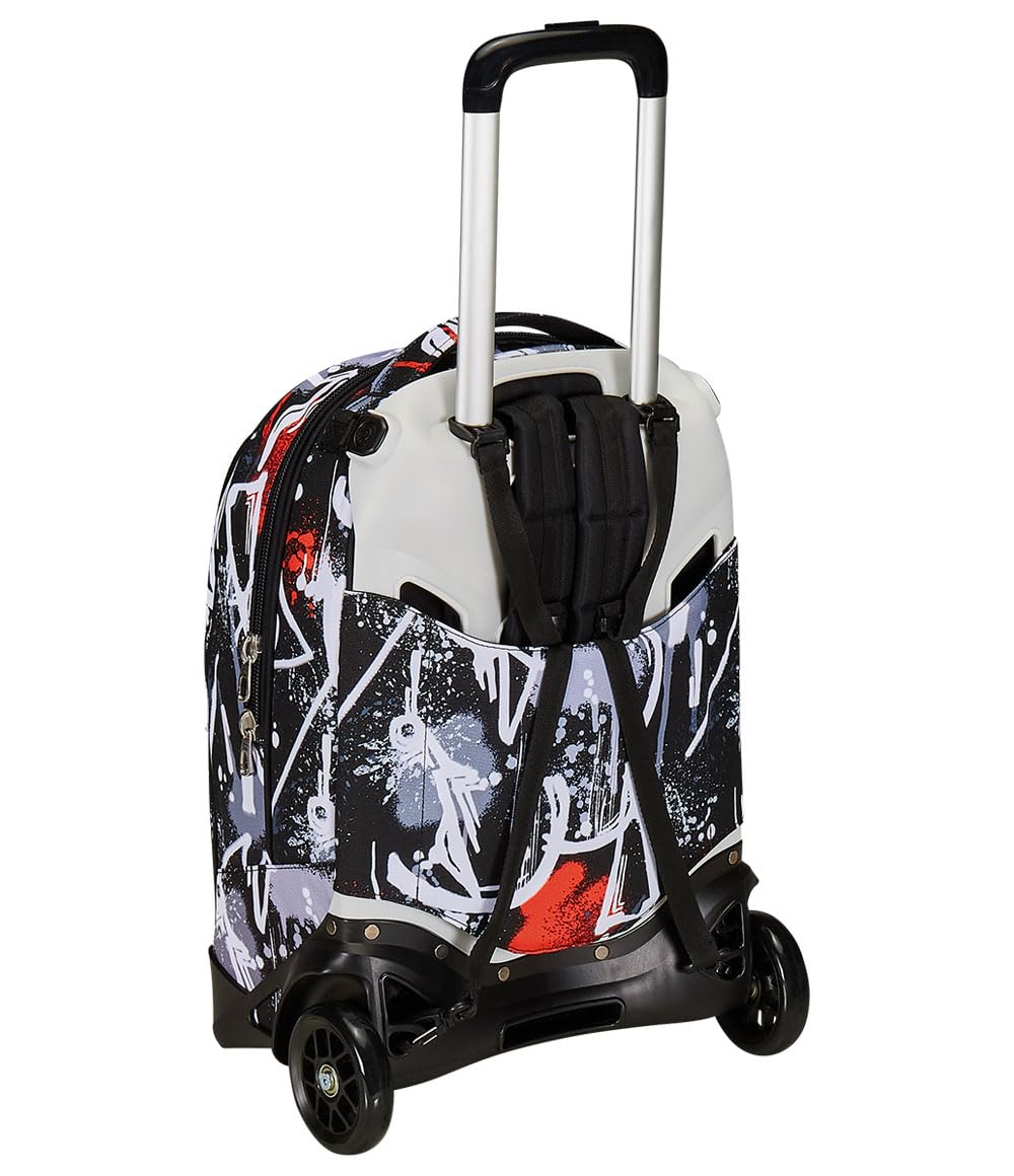 Seven Trolley Scuola, Spray Me, Nero, Triplo Uso, Zaino con carrello sganciabile + Astuccio 3 Scomparti, Nero, Bambina e Ragazza