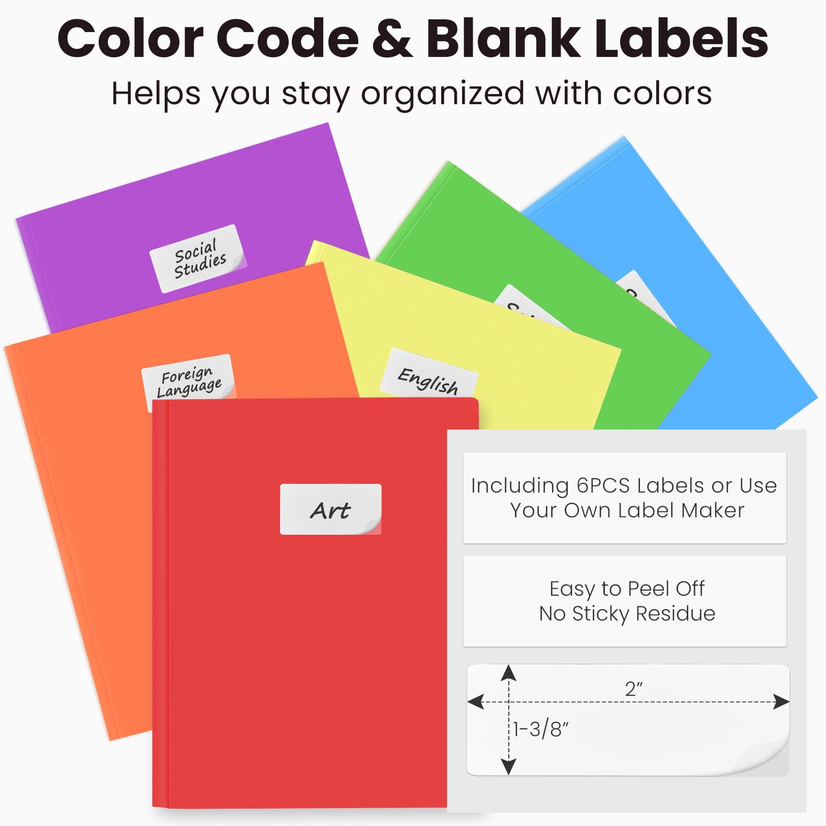 Sooez Plastic Folders with Pockets and Prongs, 6 Pack Pocket Folders with Prongs, Heavy Duty 3 Prong Folders, 2 Pocket Folders for Document, Colored File Folders Back to School Supplies for Kids