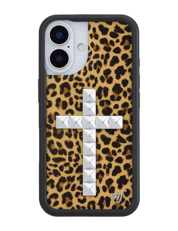 Image of Wildflower Cases - Compatible with iPhone 16 | Protective Black Bumper, 6.5ft Drop Test Certified, Women Owned Small Business | Stud Cross Meow
