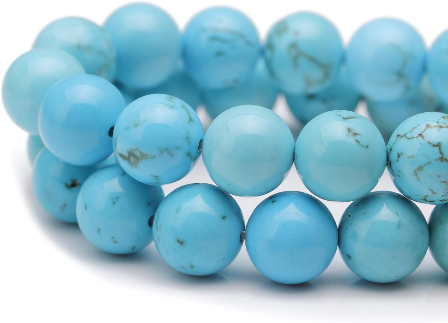 Youngbling Natural Gemstone Beads for Jewelry Making,8mm Blue Turquoise Polished Round Smooth Stone Beads for Bracelet Necklace 15 Inch - Image 3