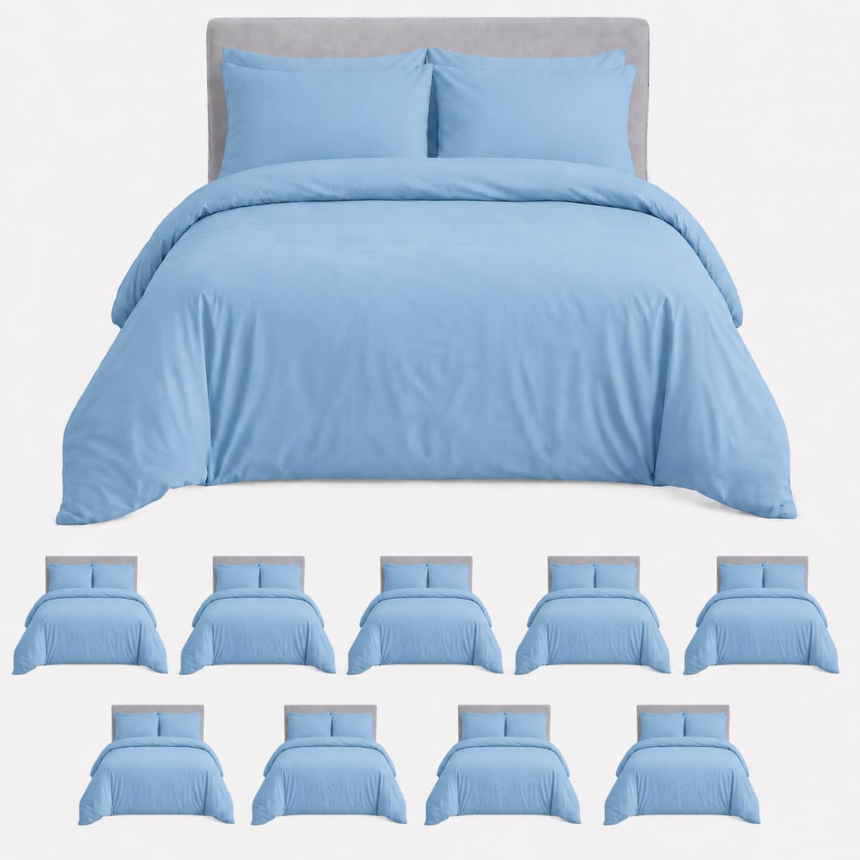 MOONLIGHT20015 Double Duvet Set Pack of 10, Light Blue Premium Bedding Sets
