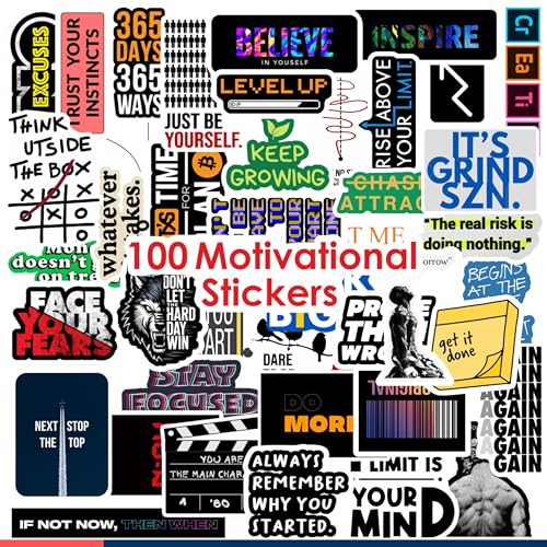 11 Strokes Set of 100 Motivational Stickers, Study Room Decoratio...