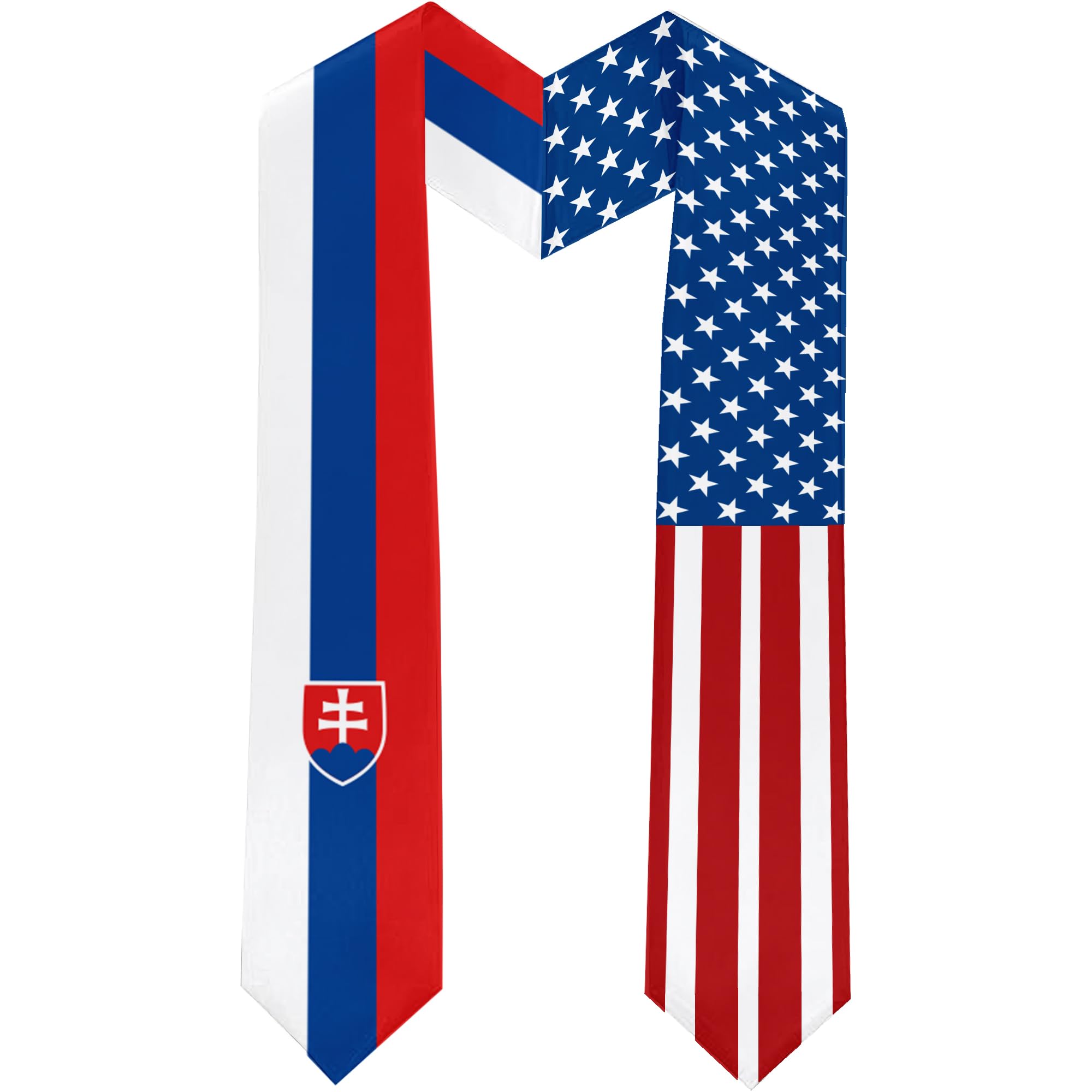 2025 Slovakia Flag and USA Flag Graduation Stole Graduation Sash for International Student (Baccalaureate Gown and Hat Not Included)