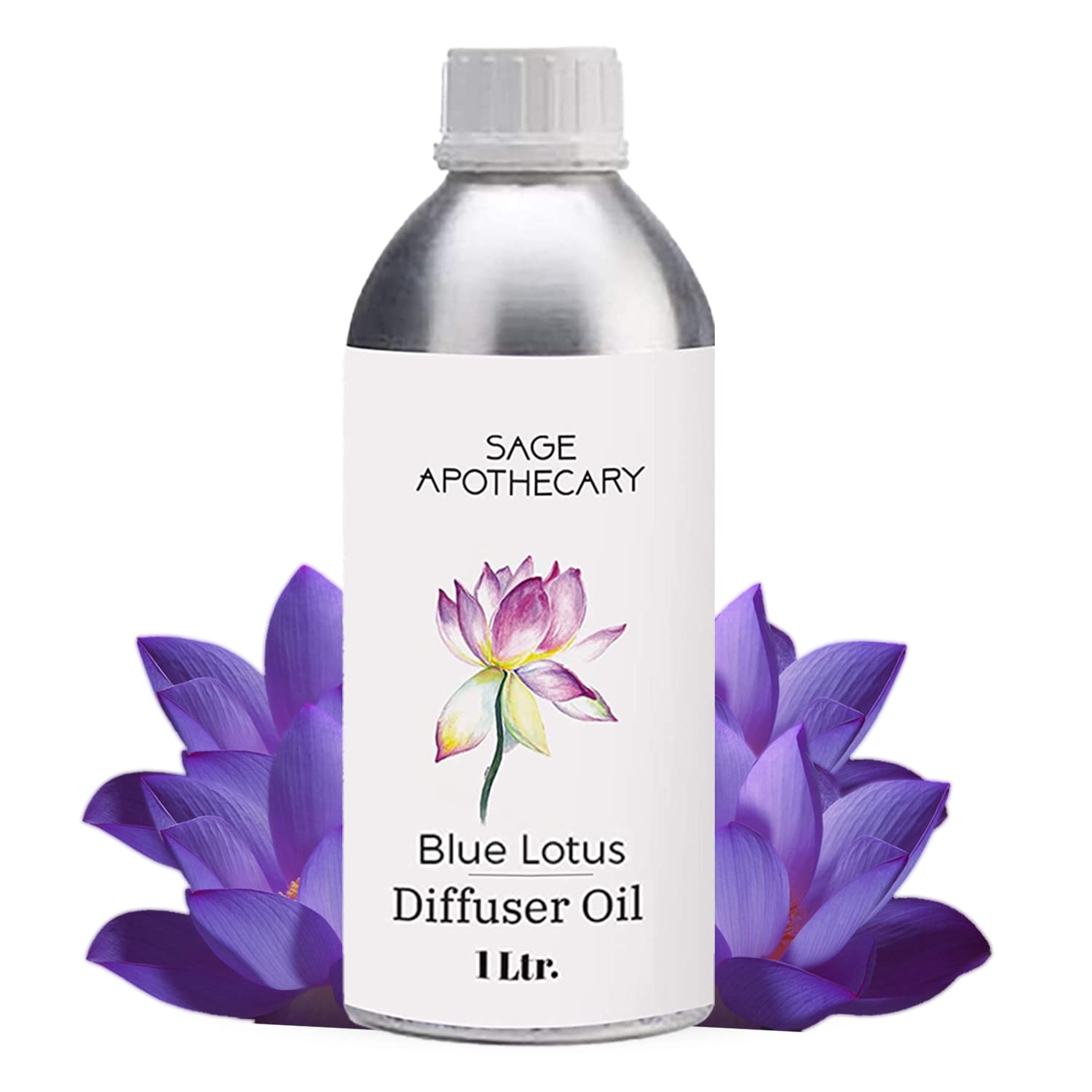 Blue/White Lotus Diffuser Oil For Relax Calm Mood, Natural Homely Fragrance, Anxiety Free Sleep & Pure Aromatherapy - 1L