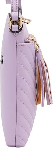 Miniatura 3 de Bandolera o bolsa mediana con patrón triangular, de estilo cruzado, acolchada y con borla