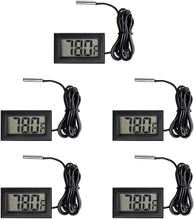 HiLetgo 5-Pack Digital LCD Fridge Thermometer with 1M Probe - Accurate -50~230°F Fahrenheit Readings for Refrigerators