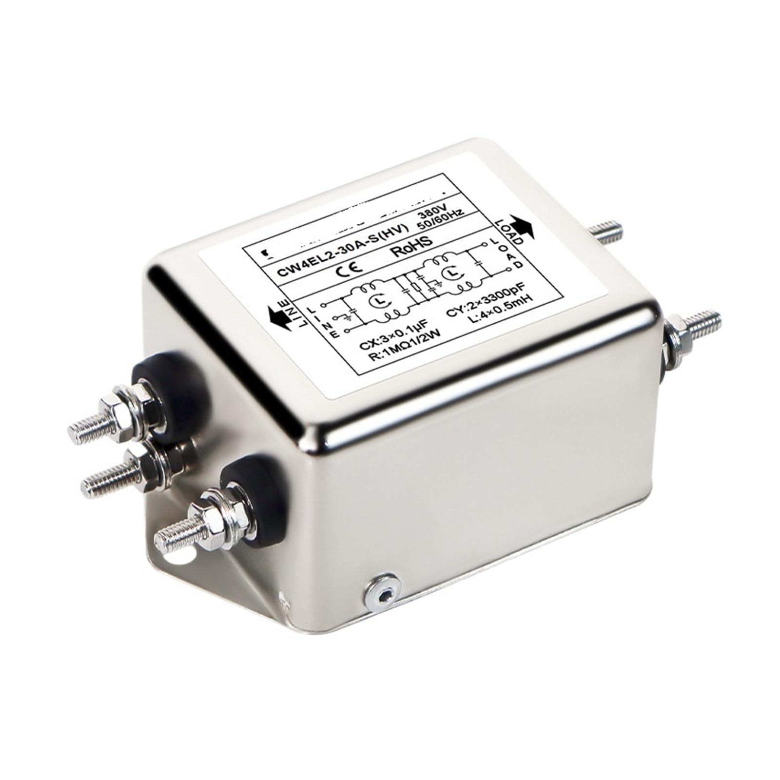 Filtre de puissance monophasé 30A CW4EL2-30A-S pour haute tension 440V