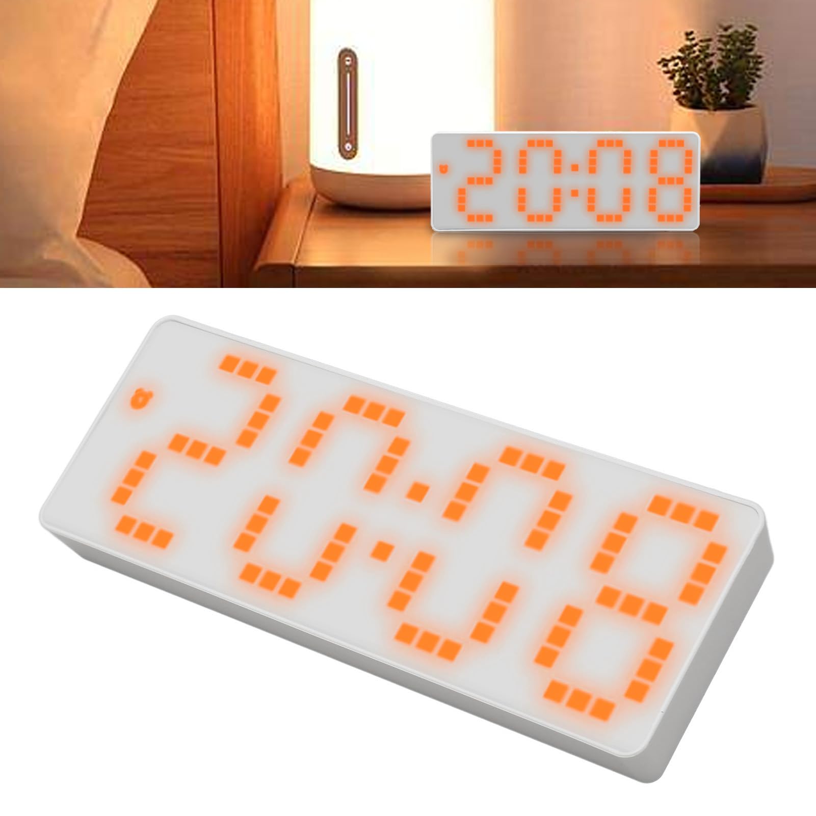 Réveil numérique à 3 alarmes LED Horloge Heure Température Humidité Table Horloge Salon Décoration (Argenté) Taille Unique