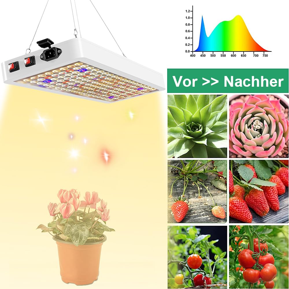 Rosnek Vollspektrum LED Growlampe, LED Pflanzenlampe mit einstellbaren Seil Daisy Chain Funktion für Indoor Zuchtpflanzen Gemüse Gewächshaus Baumschule 2000W