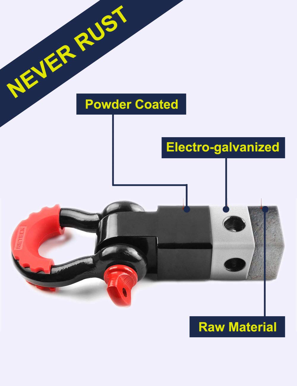 10/mo Finance Shackle Hitch Receiver 2 inch 41918 Lbs Break Strength