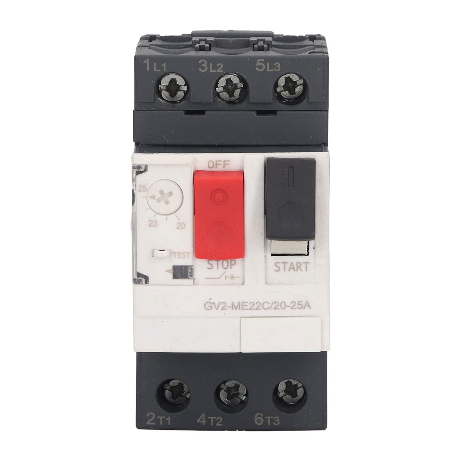 Disjoncteur Moteur, Protecteur de Circuit Moteur Triphasé 3P Interrupteur de Protection Contre Les Surcharges Bouton de Démarrage Manuel Du Moteur Sur Rail Din Ac 690V Gv2-Me22C, 3P, 20-25A