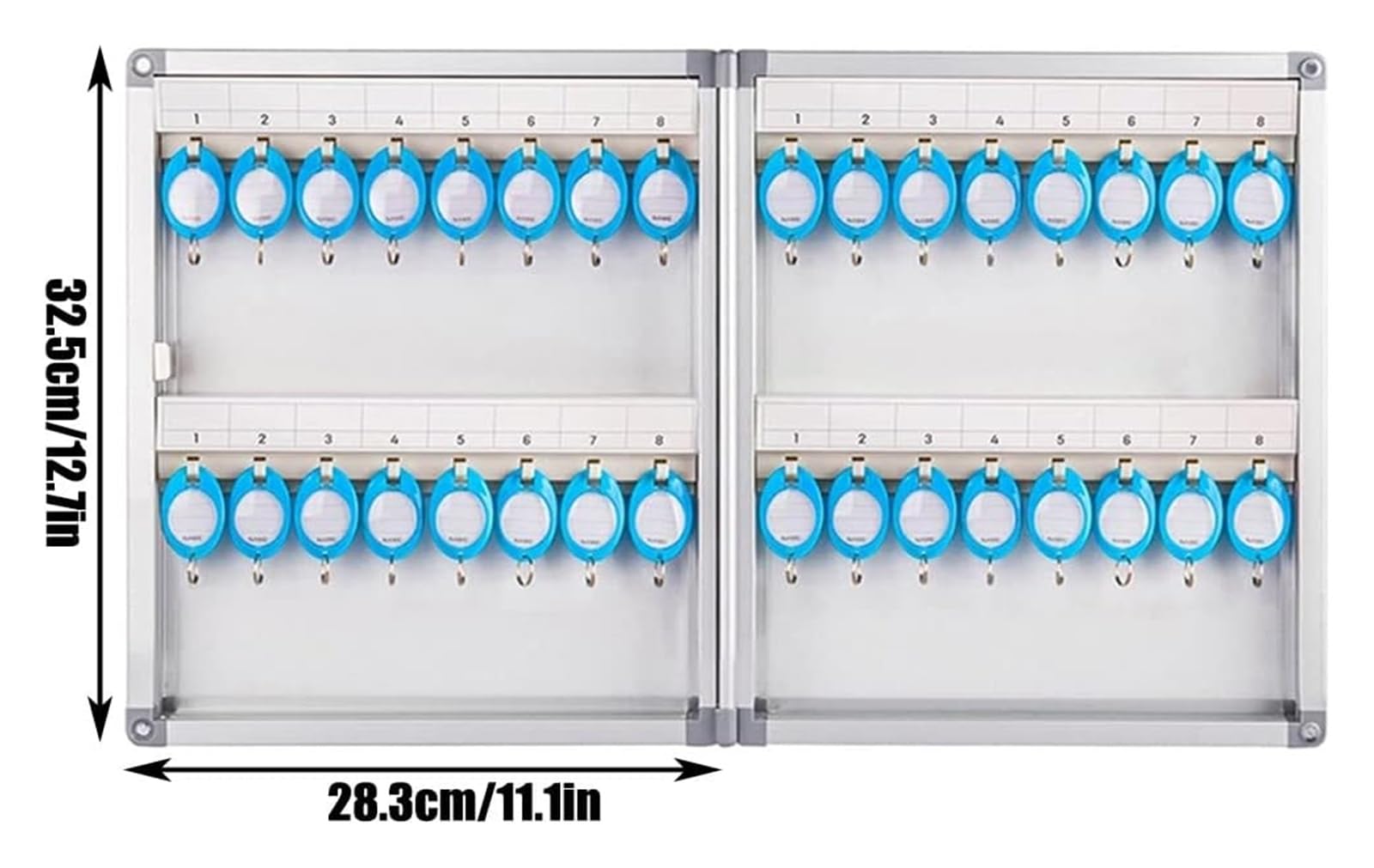 Armadietto portachiavi a parete in acciaio con scatola di blocco 12 ganci ed etichette Portachiavi in alluminio per soluzione di sicurezza domestica e ufficio