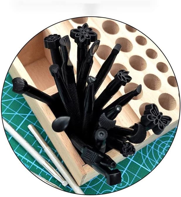 20 Pcs Leather Stamping Printing Tools Kit Alloy Stamp Punch Set Carving Saddle Making Tools For Leather Craft DIY Art Working - (Color: 20pcs sliver)