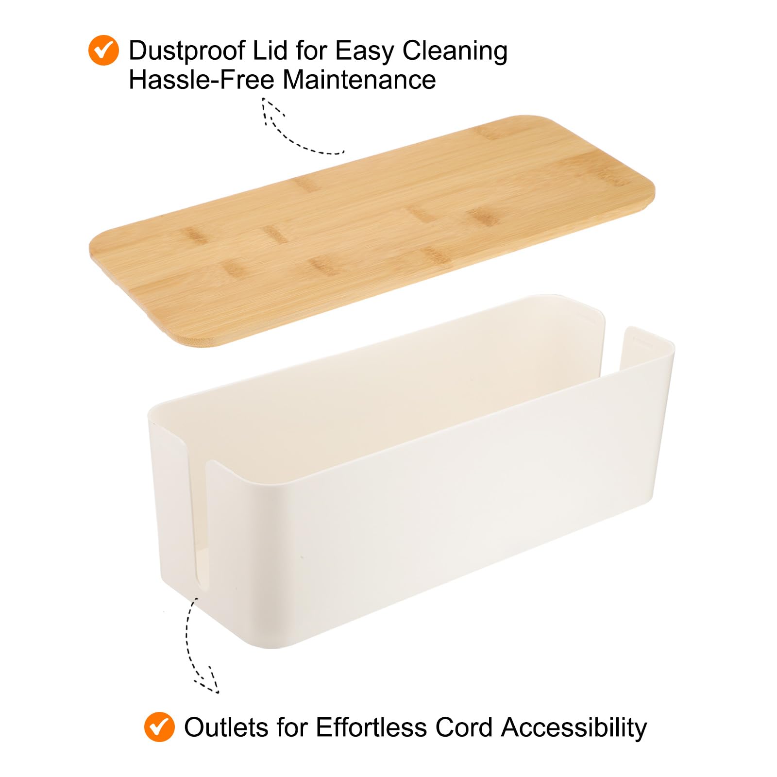 PinkSheep 2 Pack Cable Management Box, Cord Organizer Box Cover With Cable Kit Hides Power Strips Surge Protectors Cords White P 35010779 - View #13