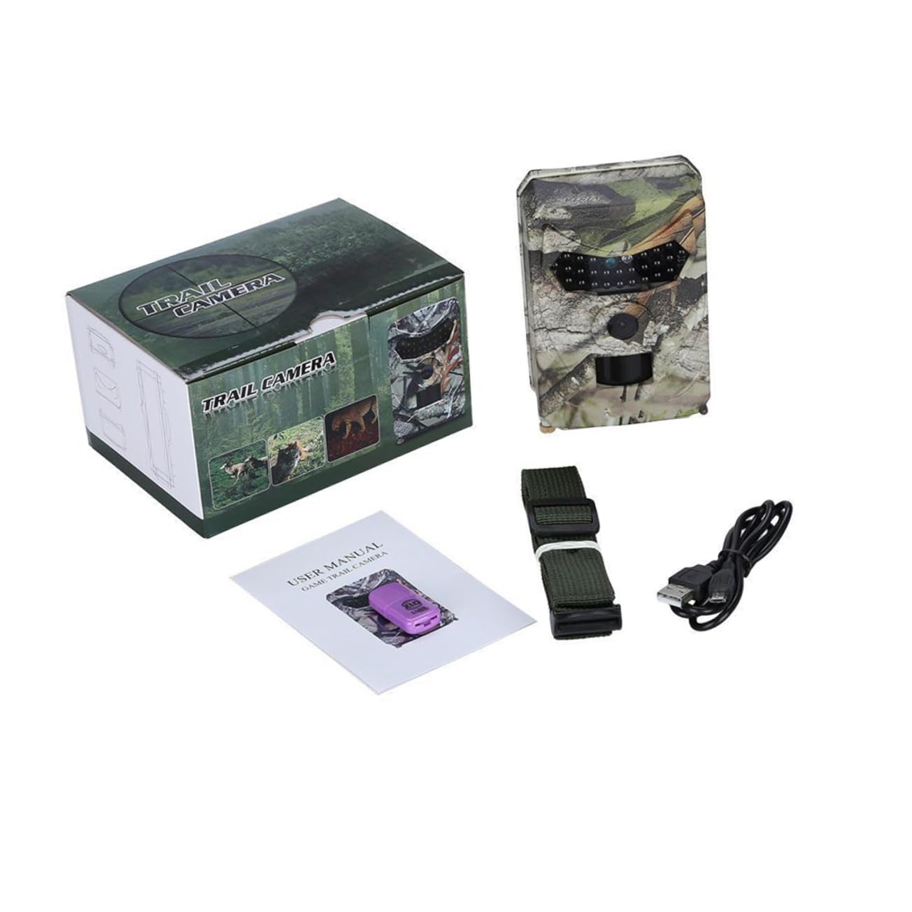 Mikikit Caméra de Chasse Étanche 1080p 26 LED Infrarouges, Plastique Robuste, Angle Pir 110°, pour Surveillance Extérieure et Observation Forestière