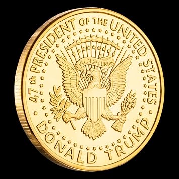 President Donald Trump Challenge Coin Shooting Assassinated Coins 45 47 2025-2029 Second Presidential Term Graduate Gifts for Trump Supporters (Gold-Blue)