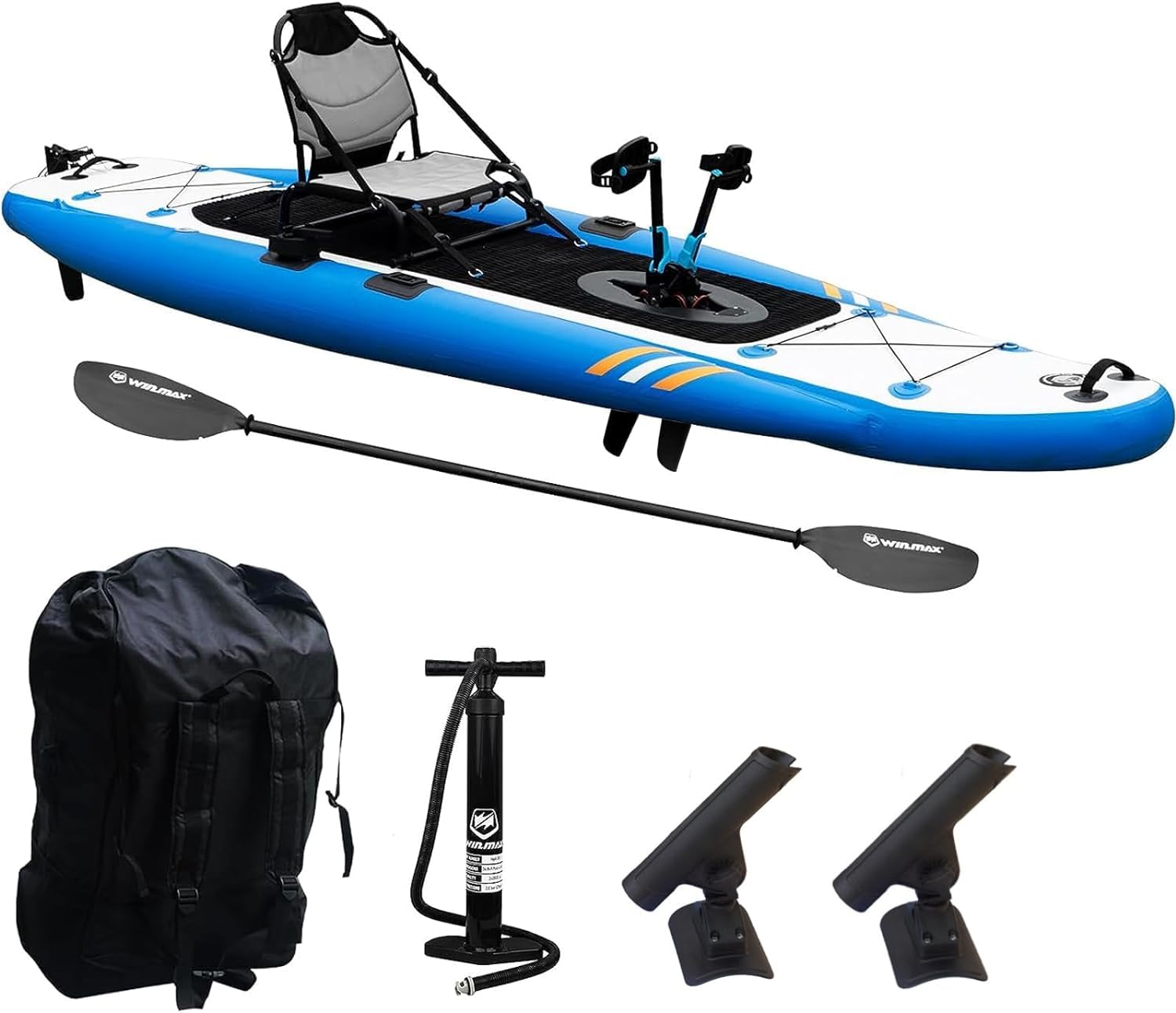 Fishing Kayaks for Adults Inflatable Kayak 1 Person with Pedal Drive Folding Kayak with 410lb Capacity, Includes Kayak Seat, Air Pump & Oxford Bag