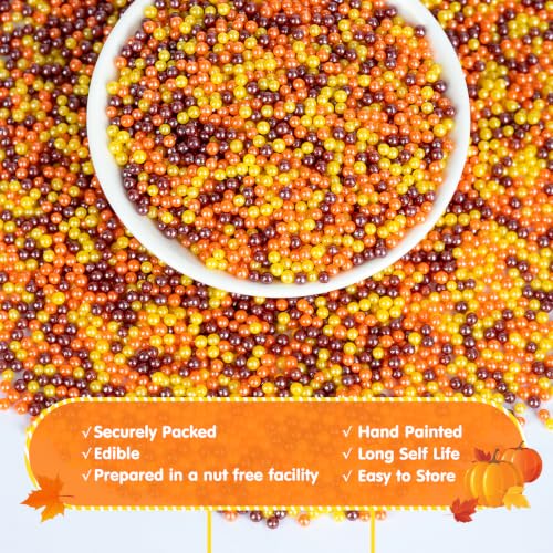 Image of Edible Fall Nonpareils,Orange Brown Yellow Sprinkles for Cake Decorating