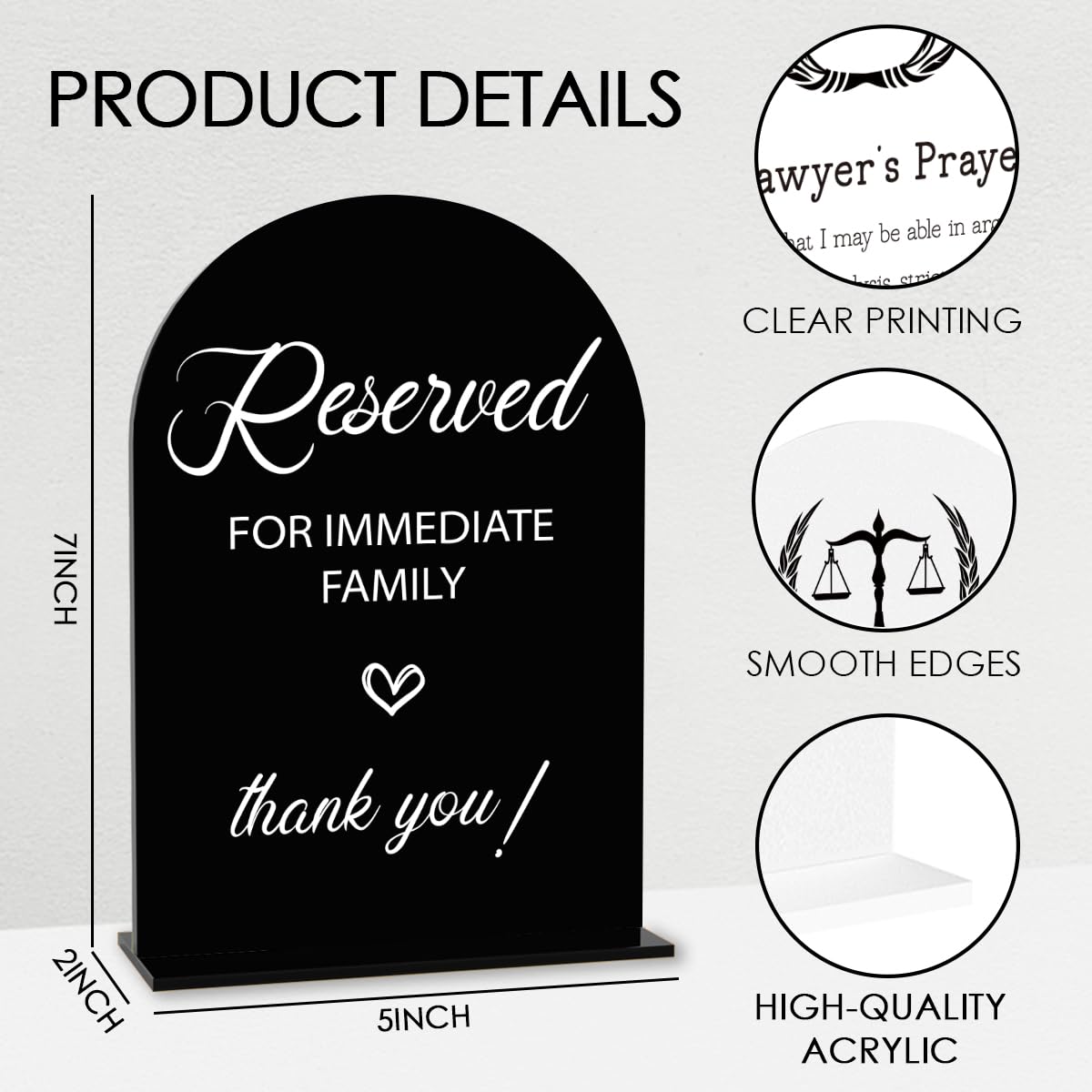 Letrero de reservado para familia inmediata, letreros reservados para boda, compromiso, despedida de soltera, decoración para ceremonia, recepción, fiesta, bodas, letrero acrílico negro