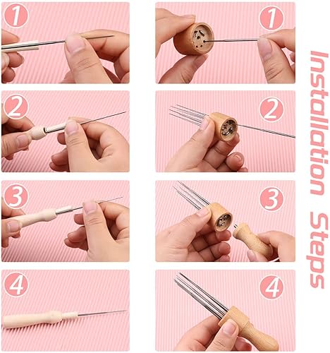 Miniatura 4 de IMZAY Herramientas de fieltro de aguja, suministros de fieltro de aguja, kit de fieltro de aguja con 3 tamaños, 30 agujas de fieltro, mango