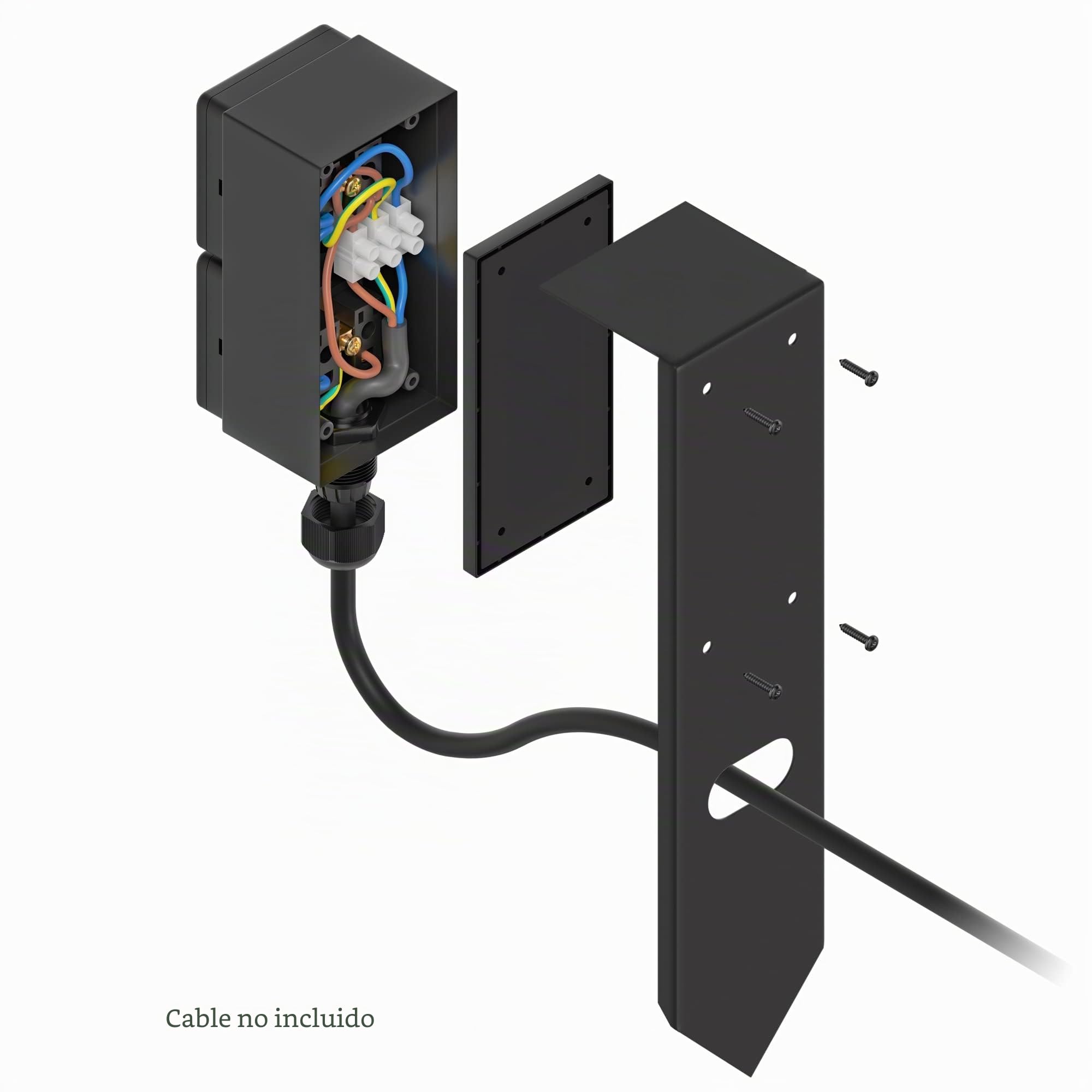 ledscom.de Columna de enchufes para jardín PIWI (3 Unidades) con estaca para el Suelo, para Exterior, IP44, Doble, Acero Inoxidable, Negro, Cuadrada, 30 cm