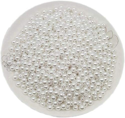 AiFanS Cuentas de perlas 1800 cuentas de perlas de imitación blancas de 0.315 pulgadas para la fabricación de joyas, relleno de jarrón y