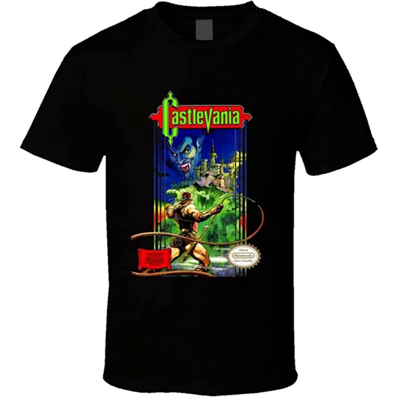 Dehen Unisex Black Men's Castlevania Nes Box Art Video Game T Shirt Xxl