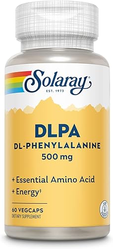 SOLARAY DL-fenilalanina, 500 mg | Mezcla 50-50 de aminoácidos esenciales para el sistema nervioso, el estado de ánimo y el apoyo energético | 60