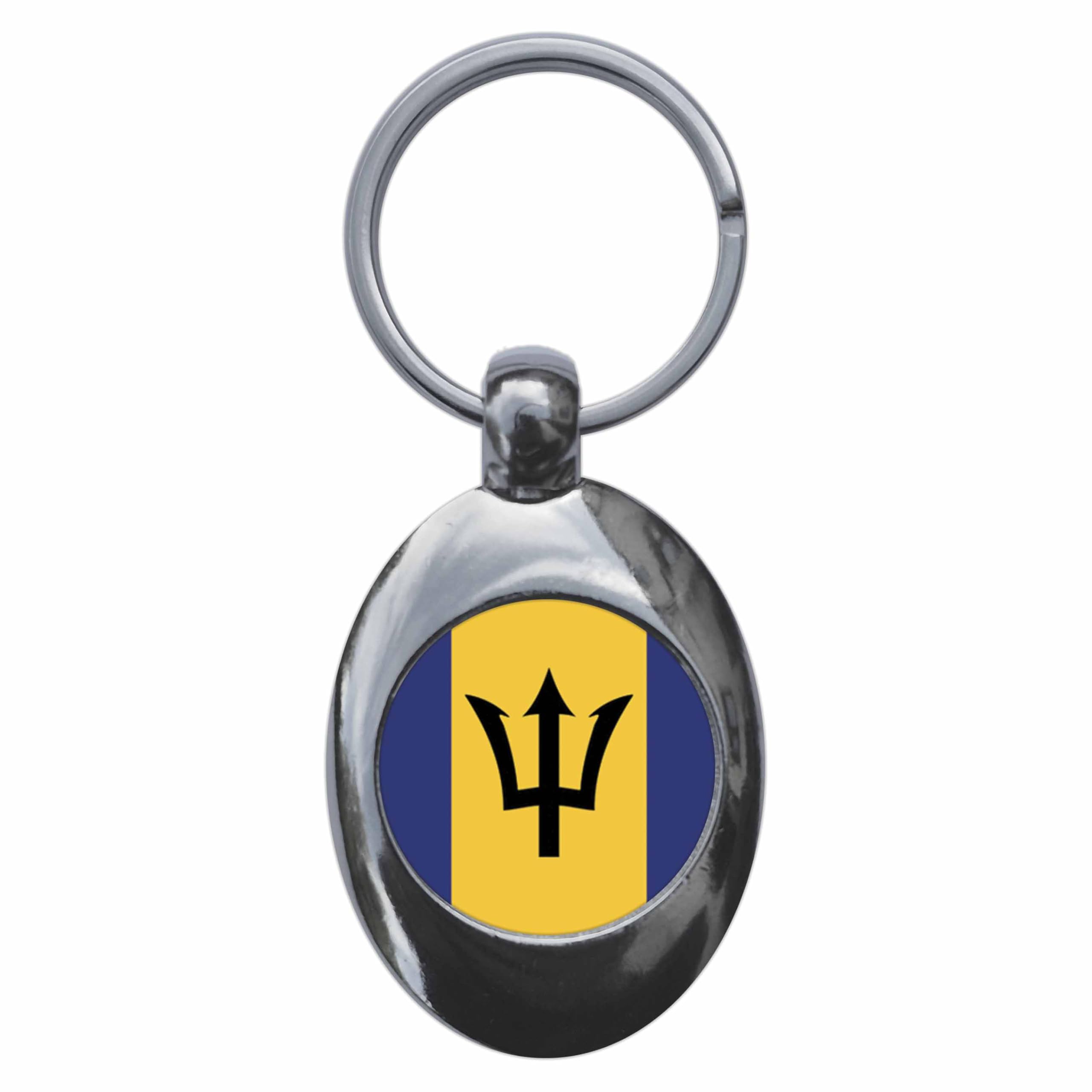 Ozorath Barbados National Flag Keyring Keychain Key Ring Chain With Trolley Coin