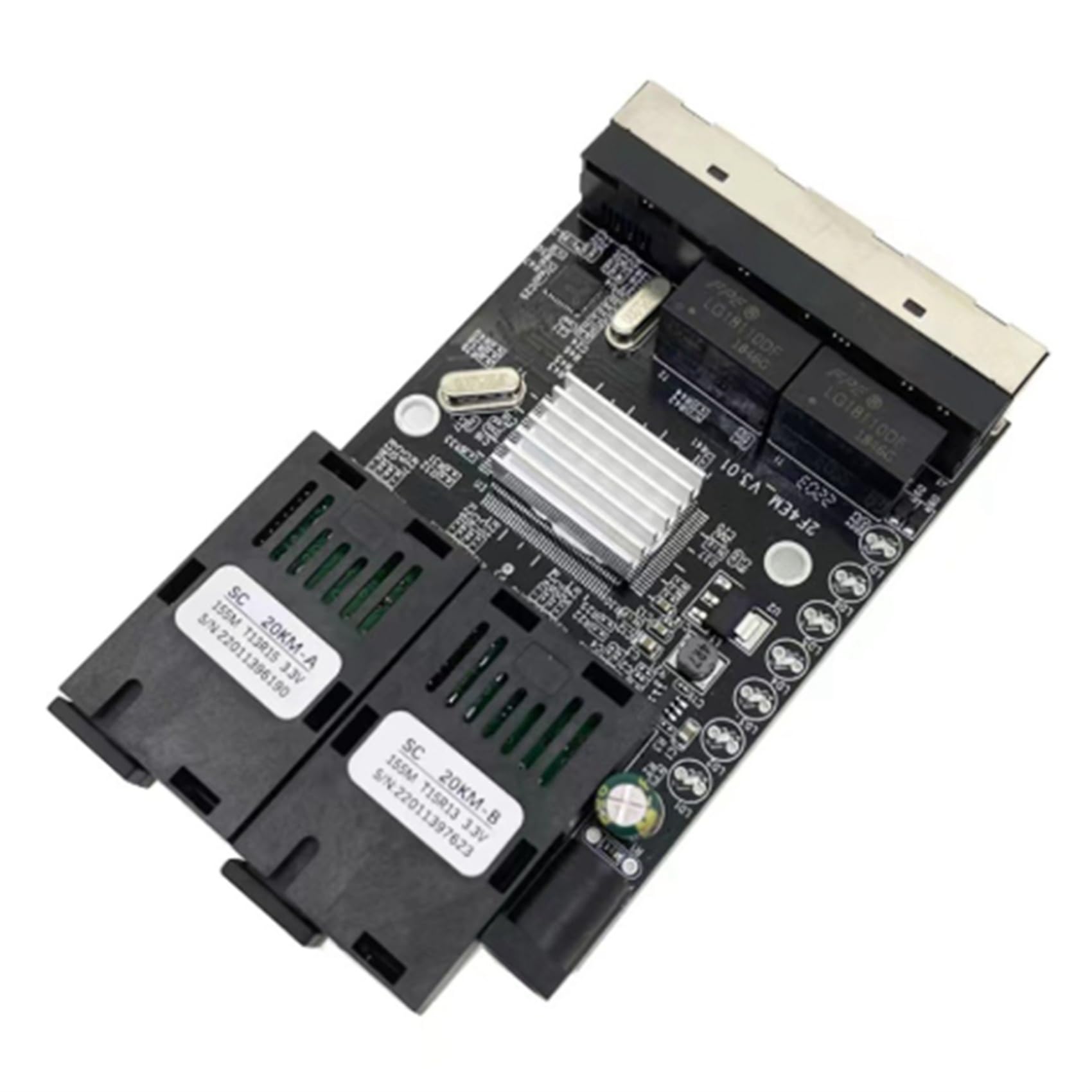 5X Convertisseur de Média Fibre Optique 100 M, 4 Connecteurs RJ45 vers 2 Connecteurs Optiques SC A+B, Ports 1310 Nm/1550 Nm, Carte PCBA, Commutateur Ethernet 20 Km