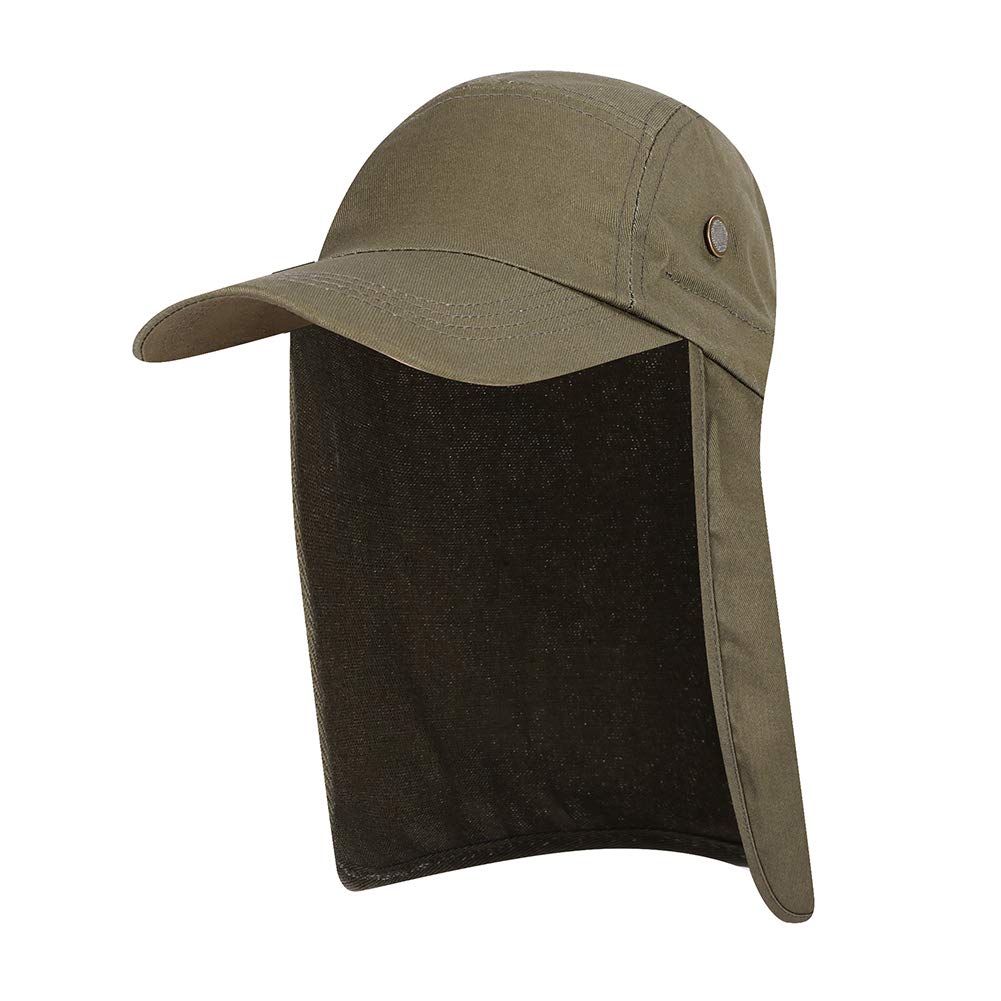 Mingchencn Unisex Army Green Adults Safari Sun Hat With Ear And Neck Flap Cover, Upf 50+ Protection, Green