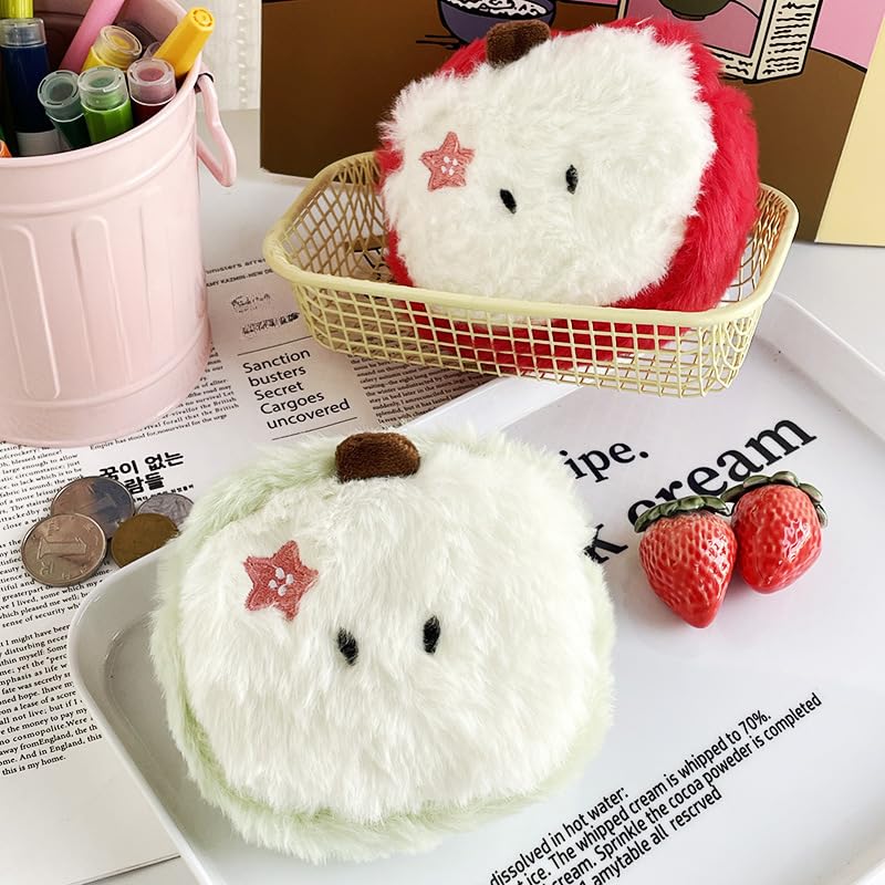 Kawaii Stuff Fuzzy Change Purse Cute Coin Purse Small Wallets for Women Passport Holder for Travel (Red)3