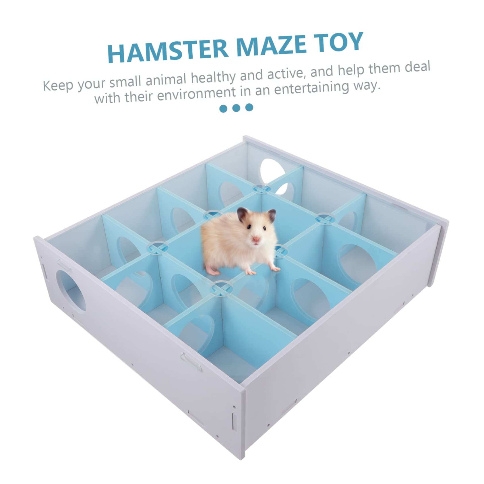 Tunnel Labyrinthe en Bois Bleu pour Hamster et Rat