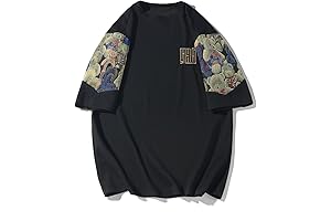 Men's Embroidery T-Shirt Crewneck, Short Sleeve Patchwork Baggy Tops