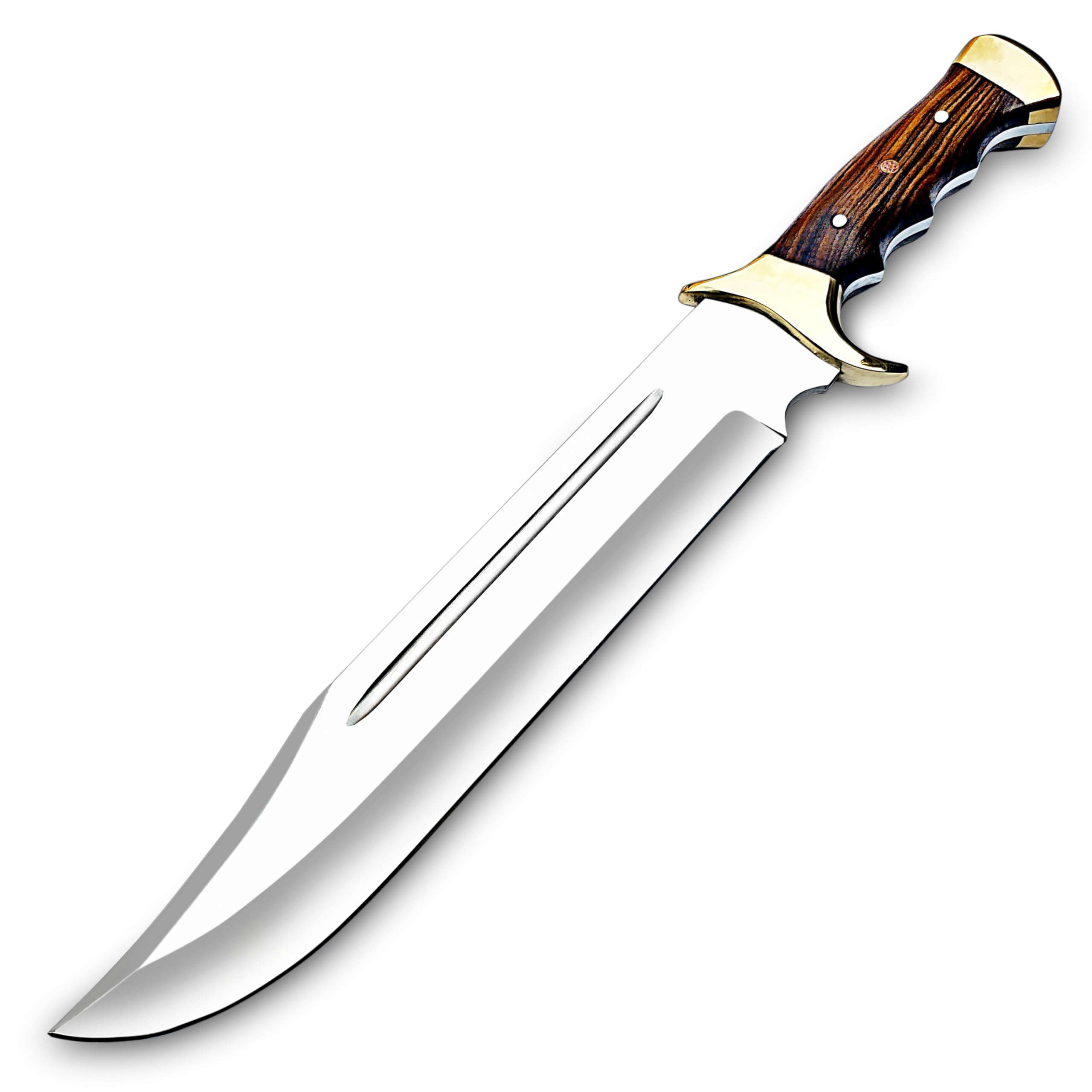WARIVO KNIFE Handmade D2 Steel 18 Inches Large Bowie Knife, Full Tang Fixed Blade With Rosewood Handle and Brass Guard Hunting Knife with Leather Sheath Ideal for Camping, Hiking, Survival