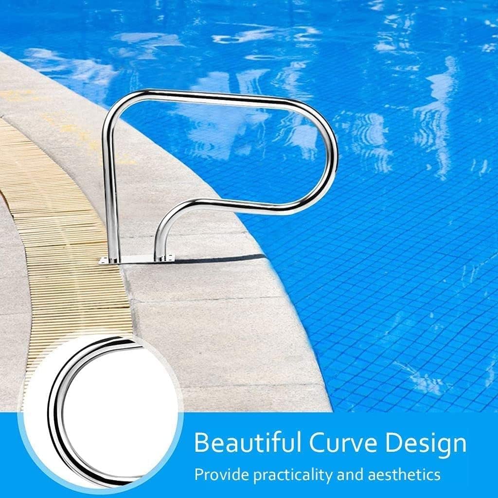 Barandilla de Acero Inoxidable 304 para Piscinas - Barandilla de fácil instalación para Piscinas enterradas - Barandilla de Seguridad Duradera para Mayor Soporte y Estabilidad en el Borde de
