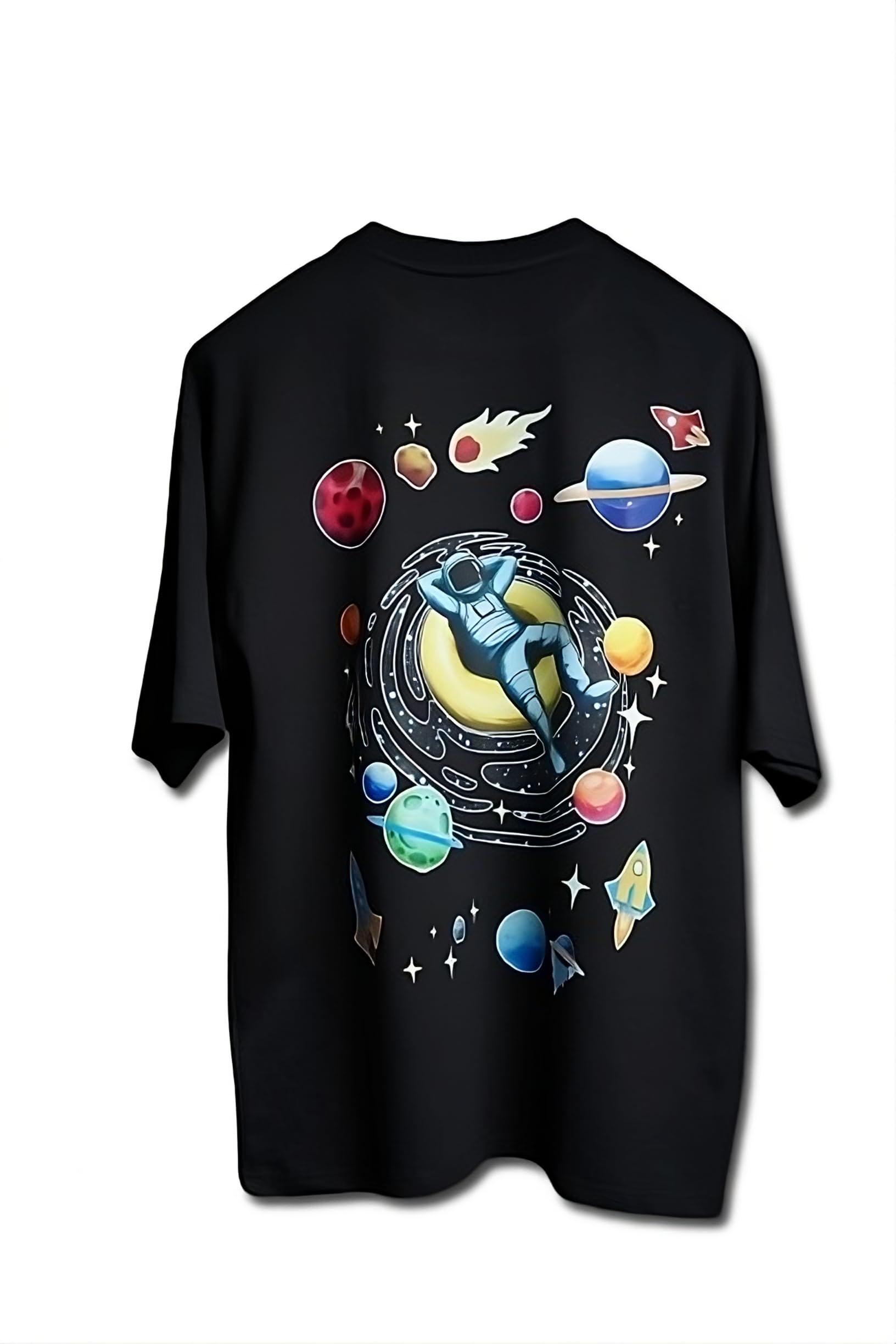 The EpitzEpitz I Need My Space Oversized T-Shirt for Men & Women's– Funny Comic Doodle Print, 240 GSM Pure Cotton, Trendy Streetwear for Party, Travel & Daily Casual Wear (Size-M to XL, Color-Black)