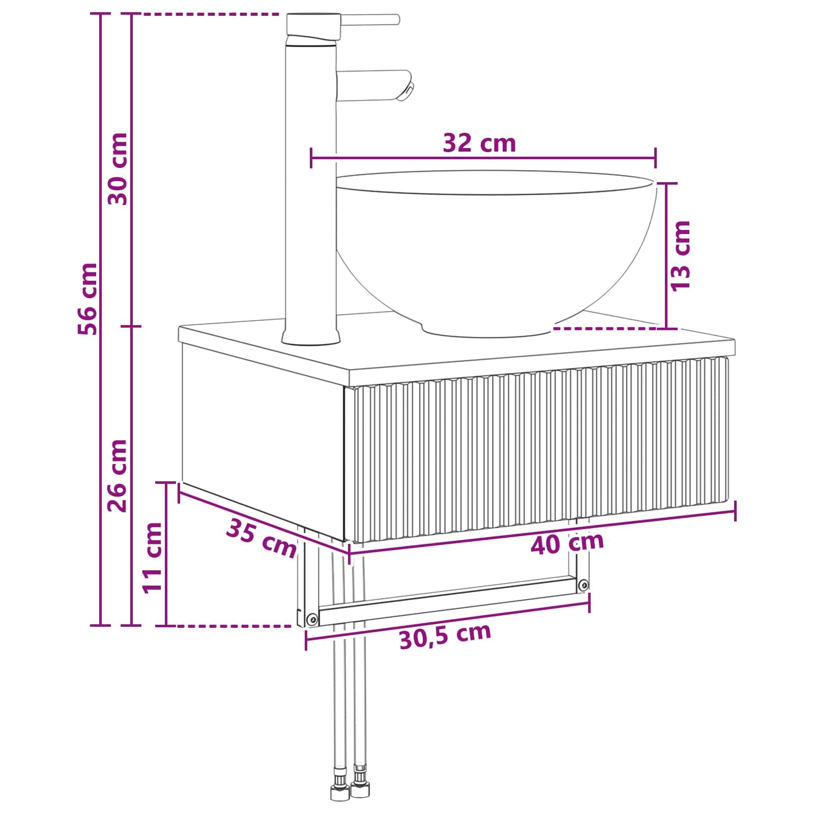 Lavabo de pared de color blanco brillante, 40 x 35 x 39 cm, moderno inodoro de invitados de madera, para ahorrar espacio, para baño pequeño, incluye accesorios