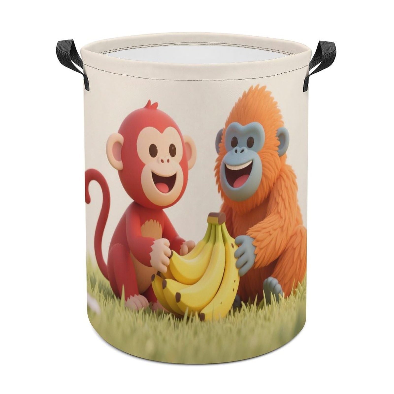 Red Monkey Orangutan Banana Laundry Basket Large Foldable Laundry Hamper Waterproof Clothes Hamper with Handles Durable Dirty Clothes Storage Bucket for Bedroom Bathroom Laundry Room