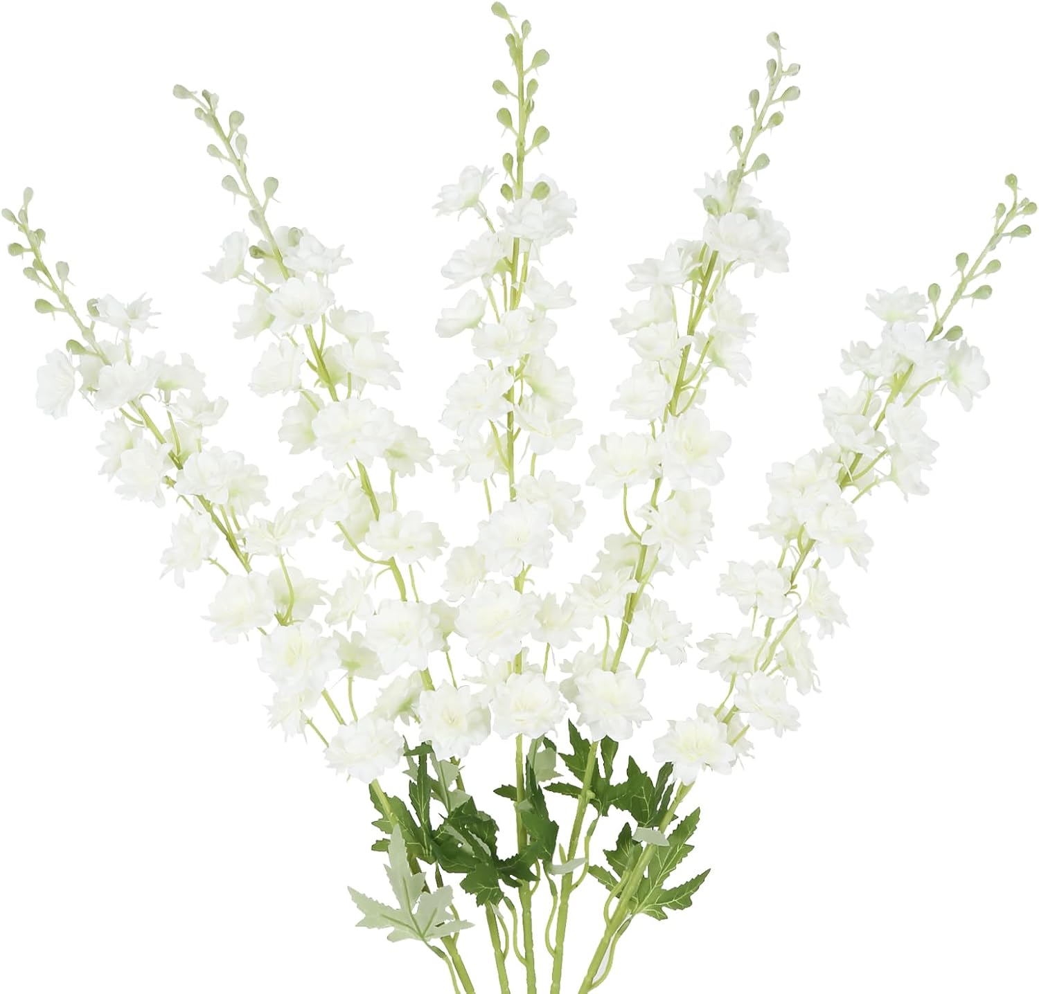 Ivory Flowers 33.86" Delphinium Artificial Flwoers Cream White Fake Flowers 5PCS Long Stem Snapdragon Flowers for Tall Vase for Wedding Centerpieces Home Party Decor (Cream White)